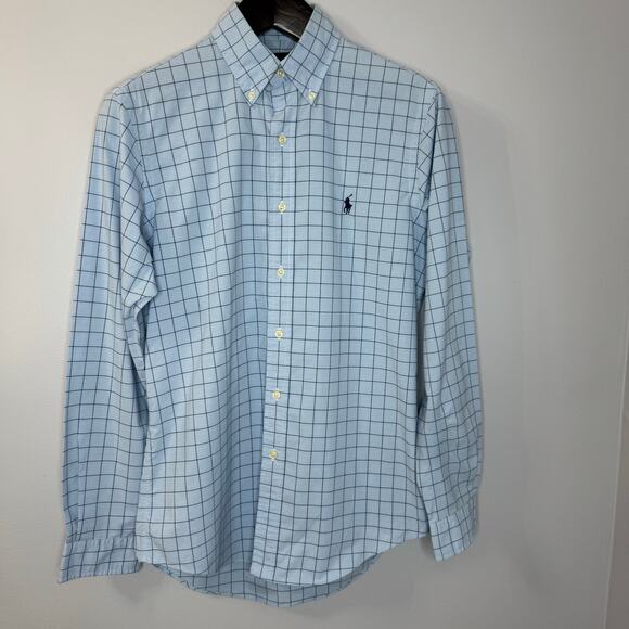 Ralph Lauren Checked Performance Twill Shirt Polo Golf Dress Shirt Blue S - Picture 1 of 7